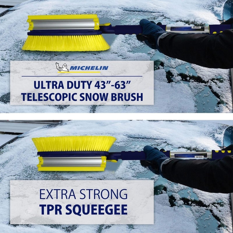 Michelin Snow Brush for Car Windshield(Pack of 2) - Snow and Ice Scraper with 43â€“63" Extendable Handle, 13" Swivel Head with Squeegee, 5" Heavy Duty Ice Scraper for SUV, Truck, Van, Auto Cleaning - Image 3
