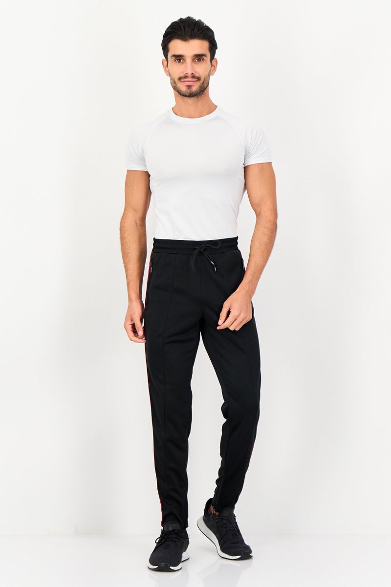 DKNY سروال رياضي عادي للرجال بشعار العلامة التجارية، أسود - Image 4