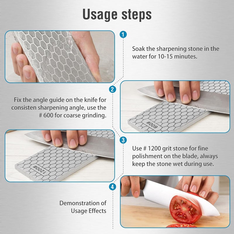 S SATC Diamond Sharpening Stone 2 Side Grit 600/1200 Diamond Plate Honing Stone 8-inch Hone Sharpener White - Image 2