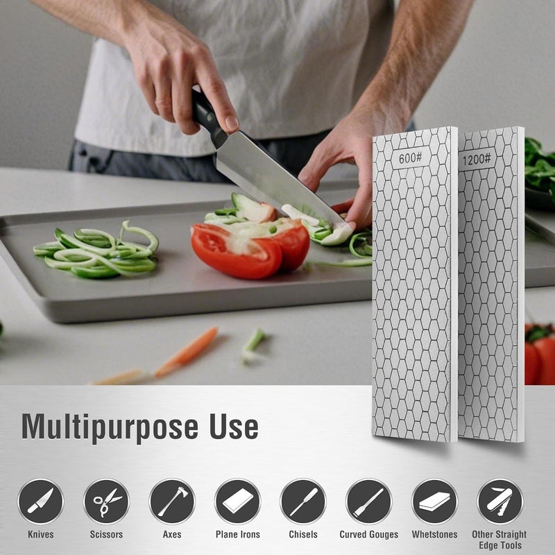 S SATC Diamond Sharpening Stone 2 Side Grit 600/1200 Diamond Plate Honing Stone 8-inch Hone Sharpener White - Image 5