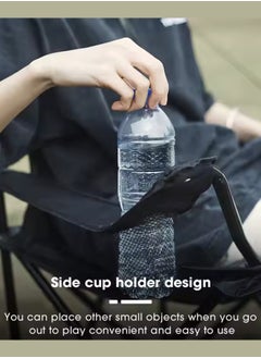 Outdoor.Market Beach and Camping Chair with Arm Cup Holder – Heavy-Duty, Ultra-Light, Foldable & Portable Outdoor Seating for Adventure & Relaxation - Black  - Image 4