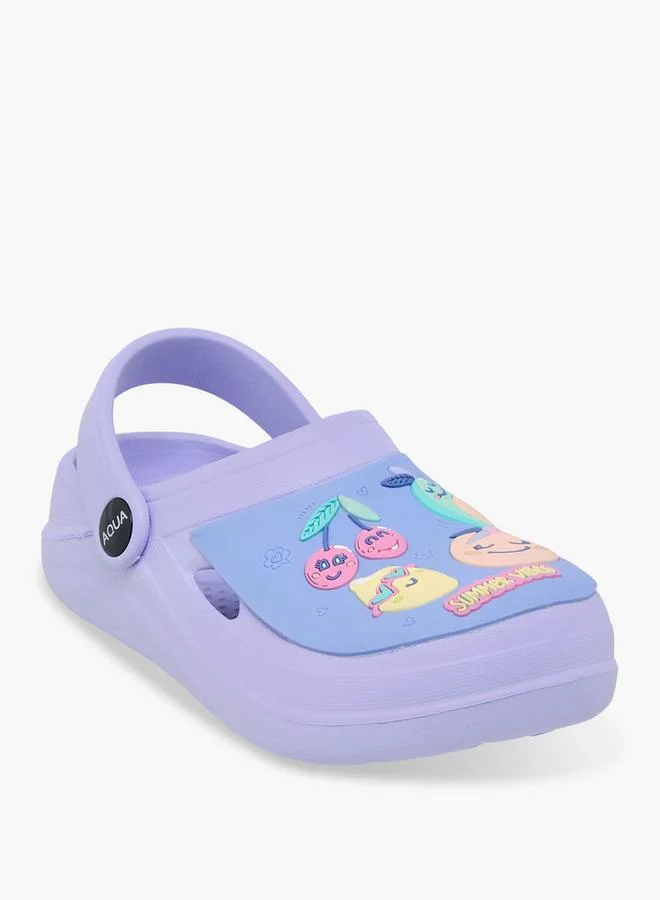 أكوا Girls Fruits Embossed Clogs
