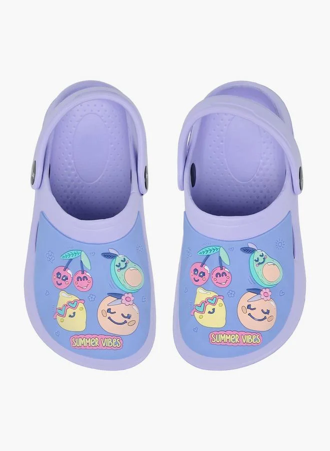 أكوا Girls Fruits Embossed Clogs