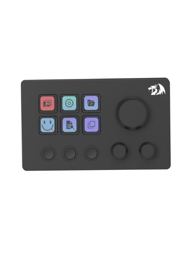 Skyrider SS-551 Smart Streaming Control Panel – Professional Stream Deck with 6 Programmable LCD Buttons and 3 Multi-Function Knobs, Quick and Convenient Control of Software and Apps – Ideal for Content Creators and Live Streamers