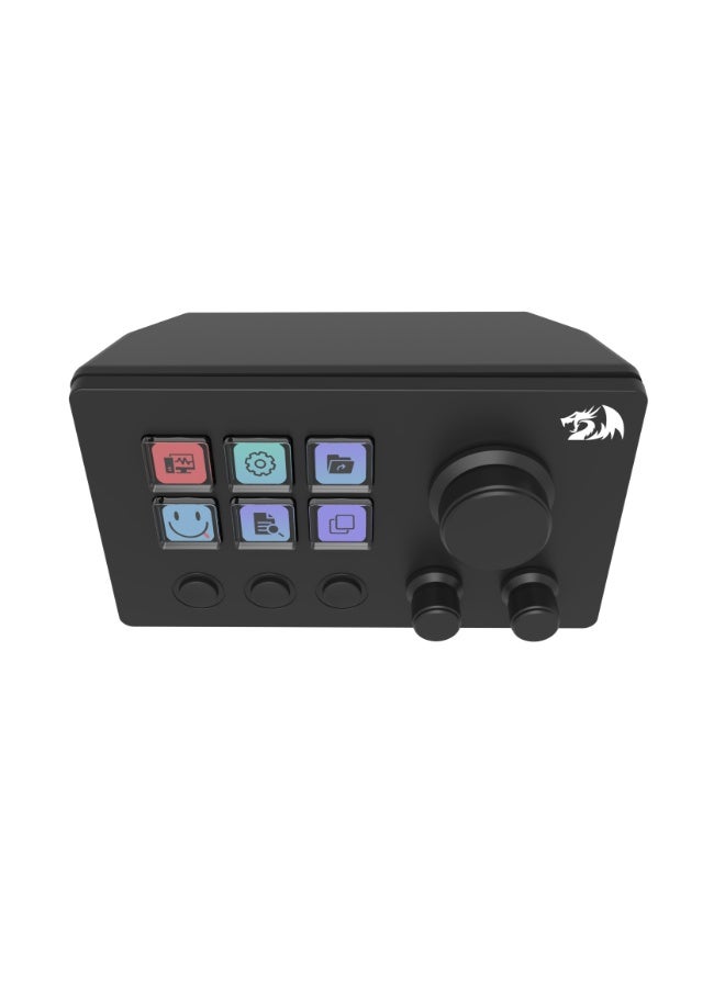 Skyrider SS-551 Smart Streaming Control Panel – Professional Stream Deck with 6 Programmable LCD Buttons and 3 Multi-Function Knobs, Quick and Convenient Control of Software and Apps – Ideal for Content Creators and Live Streamers