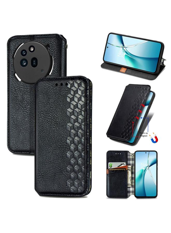 The Bros Case For Nothing Phone 3a Pro Cubic Grid Pressed Magnetic Leather Phone Case