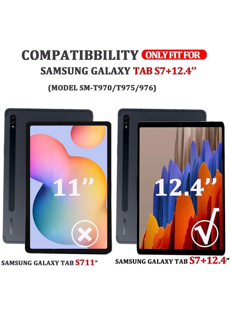 إلترازون Keyboard Case for Samsung GalaxyS7+/Tab S7 Plus 12.4-inch 2020, Magnetically Detachable Bluetooth Keyboard with Case Cover for Samsung Galaxy Tab S7 Plus 2020 - Image 2