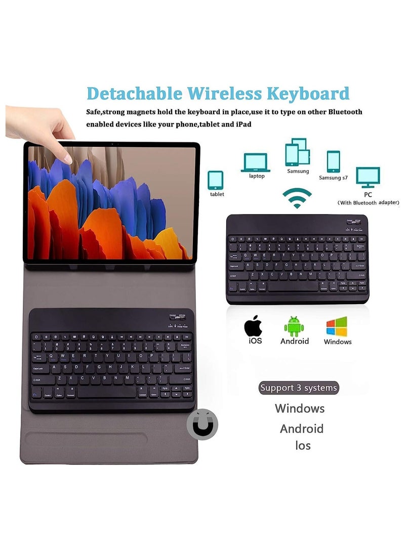 إلترازون Keyboard Case for Samsung GalaxyS7+/Tab S7 Plus 12.4-inch 2020, Magnetically Detachable Bluetooth Keyboard with Case Cover for Samsung Galaxy Tab S7 Plus 2020 - Image 3