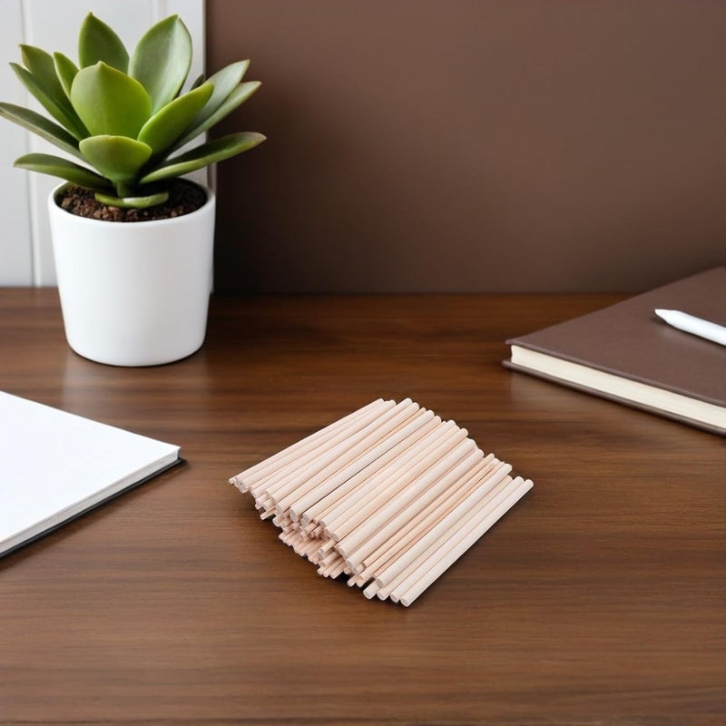 Natural Wood Dowel Rods Set 100pcs 3mm 100pcs 5mm Diameter Unfinished Round Wooden Sticks for DIY Crafts Cake Toppers School Art Projects and Woodworking - Image 5