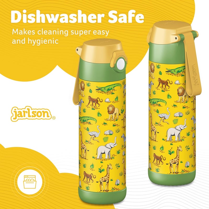Jarlson قارورة مياه أطفال جارلسون مالي الفولاذية المقاومة للصدأ [قارورة حرارية] – قارورة شرب أطفال مقاومة للتسرب – ترمس مناسب للمشروبات الغازية – قارورة شرب حرارية للمدرسة والحضانة - Image 4