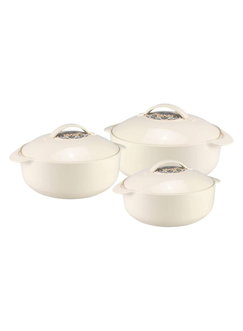 BASURRAH 3-Piece Thermal Food Container Set - Beige - Made in India - 2.5L + 1.5L + 1.0L - Stainless Steel Inner - Image 4