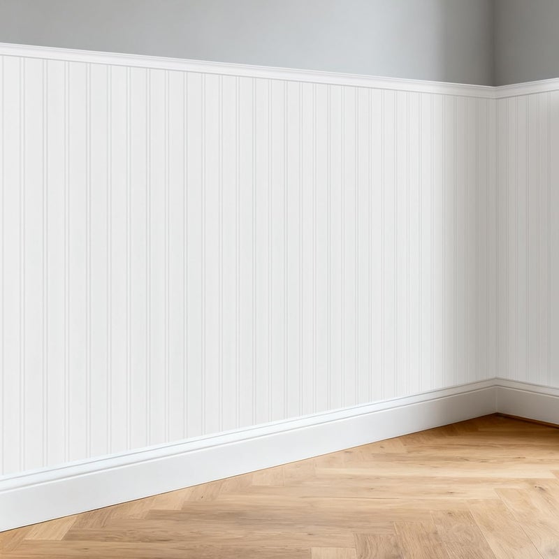 TRAIN2 ART Pre-Cut Wainscoting Panels Kit, WPC Slats Accent Wall Panel for Home Decor Covers 39 x 79 in, Ready to Assemble Decorative Beadboard Panels for Interior Wall Moulding (Style 01) - Image 1