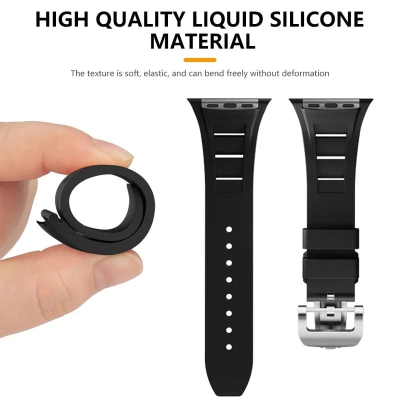 Bluejw Replacement Sport Style Soft Silicone Watch Band for Apple Watch Ultra 2 49mm, Series 9/8/7/6/SE 45mm 44mm 42mm – Comfortable & Durable Strap - Image 3