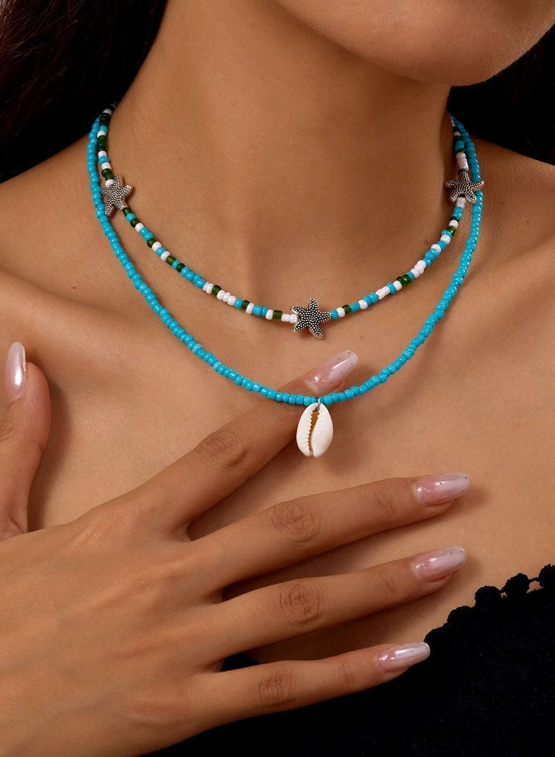 Bohemian style shell necklace for women, fashionable pearl necklace, collar chain