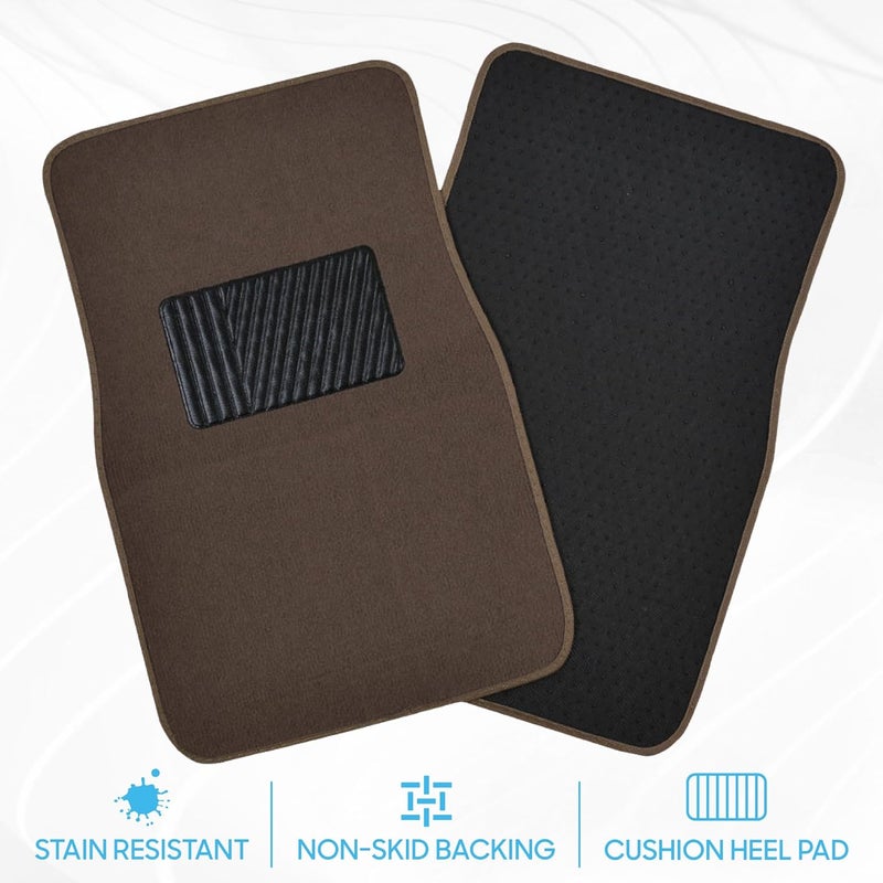 BDK Classic Dark Beige Carpet Floor Mats Set - Image 3