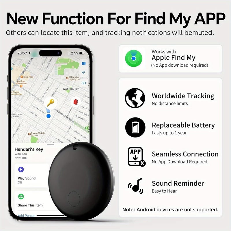 (iOS Only) Mini GPS Tracker for Vehicles, Hidden Tracking Device, Car Tracker No Subscription Work with Find My, Vehicle Tracker with Audio for Kids, Pet, Key, Luggage, Bag (Black, 4pcs) - Image 2