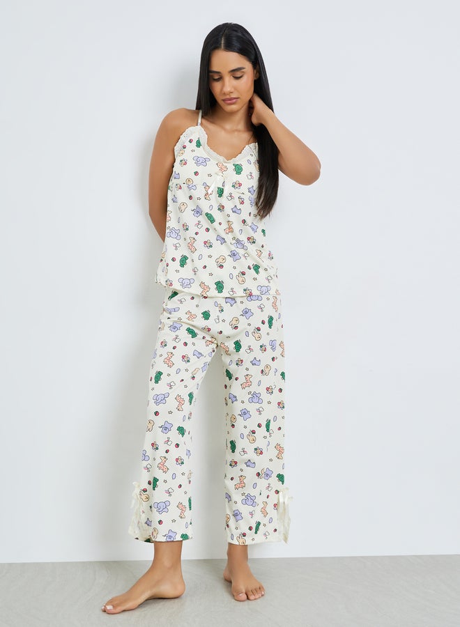 Styli Animal Graphic Print Cami and Pyjama Set - Image 2