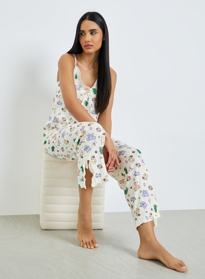 Styli Animal Graphic Print Cami and Pyjama Set - Image 1