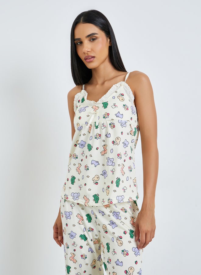 Styli Animal Graphic Print Cami and Pyjama Set - Image 3