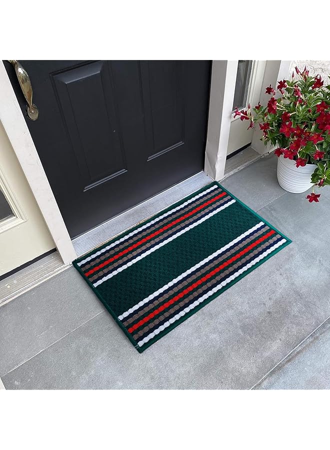 Green Tiger Anti Slip Front Monsoon Doormat (38x58cm)| Living Room Rug Polypropylene Floor Mat for Home|Essential Small Rug for Office, Bedroom & Kitchen| Dark Green, Rectangular - Image 1