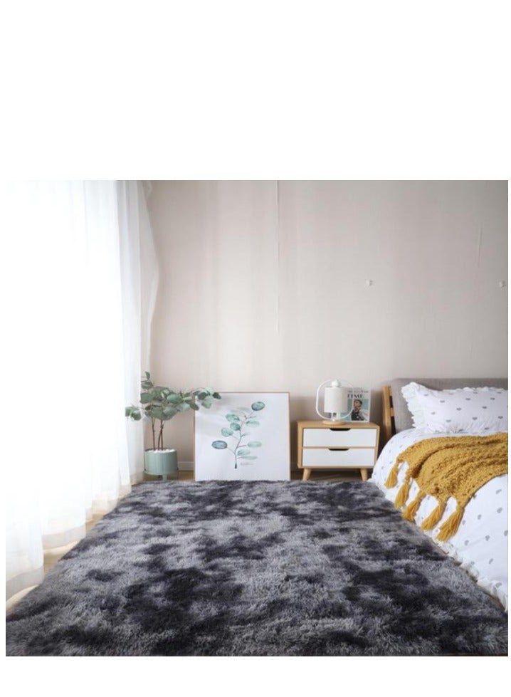 Golden Area Rugs Shaggy Carpet for Living Room Bedroom Large Fluffy Carpet Modern Non-Slip Mat Multisize Rug Indoor Home Decor (Black Gray, 150 x 200cm) - Image 2