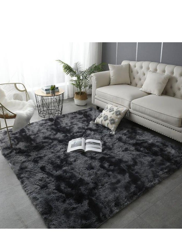 Golden Area Rugs Shaggy Carpet for Living Room Bedroom Large Fluffy Carpet Modern Non-Slip Mat Multisize Rug Indoor Home Decor (Black Gray, 150 x 200cm) - Image 3
