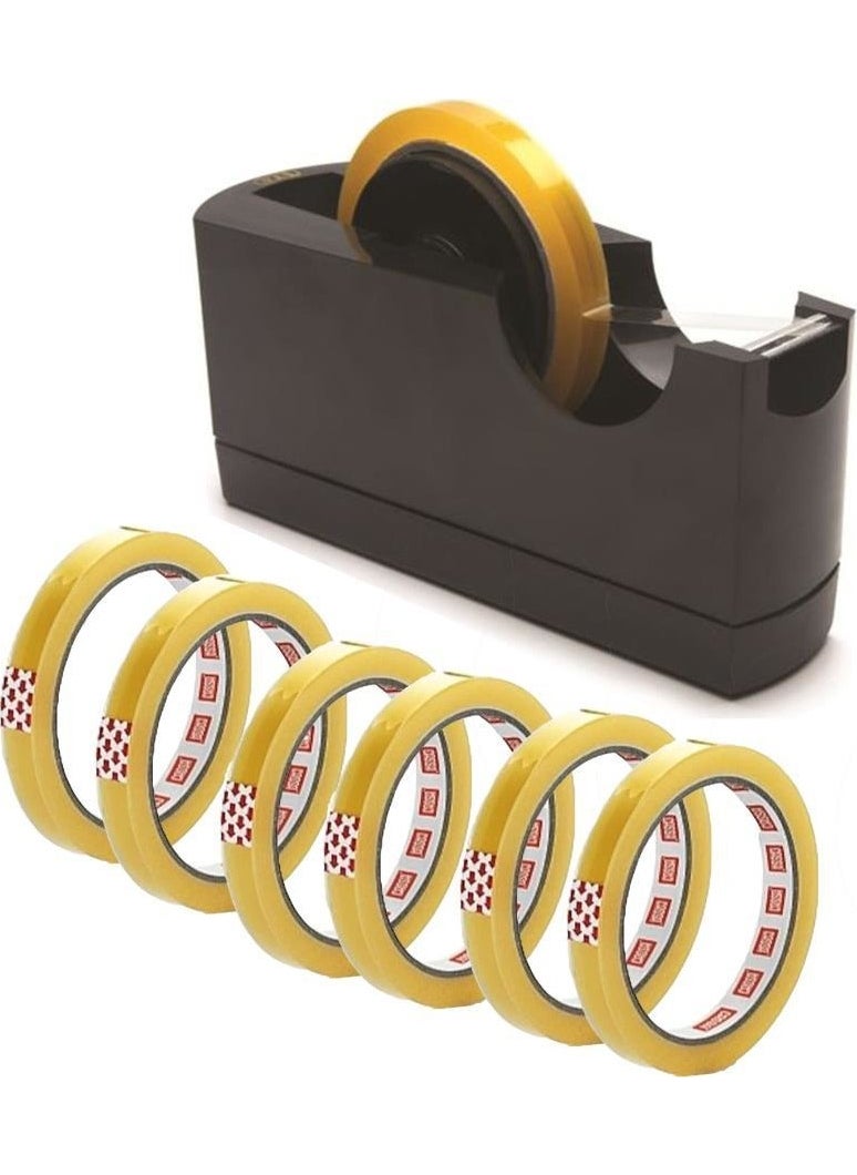 MAS 730 Flash Tape Cutter 66 mt Black + Tape 12 x 66 mt 6pcs 