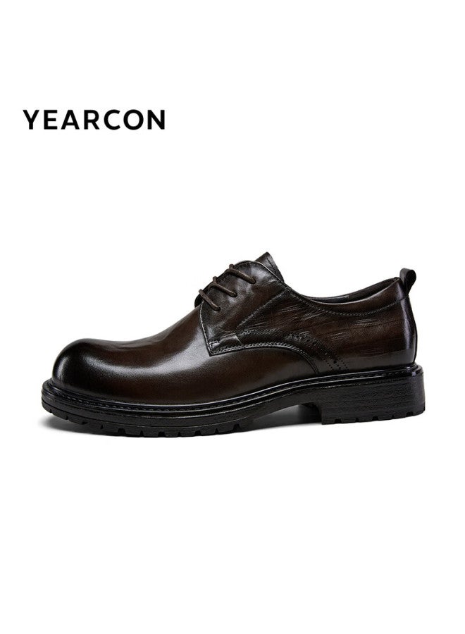 YEARCON Yierkang Men's Business Shoes Classic Leather Derby Shoes Men's Work Wedding Shoes 96156w Brown 44 - Image 4