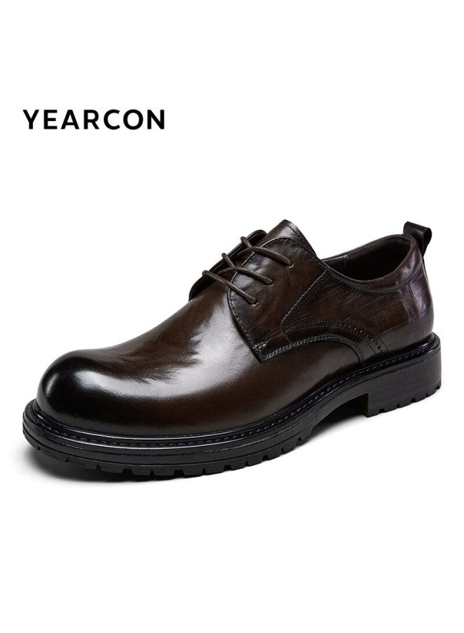 YEARCON Yierkang Men's Business Shoes Classic Leather Derby Shoes Men's Work Wedding Shoes 96156w Brown 44 - Image 3