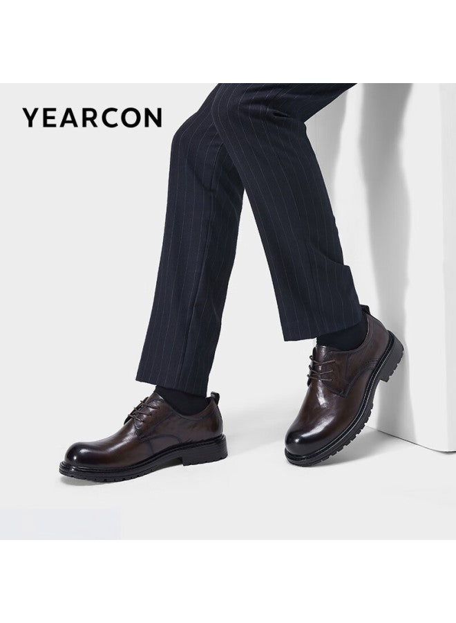 YEARCON Yierkang Men's Business Shoes Classic Leather Derby Shoes Men's Work Wedding Shoes 96156w Brown 44 - Image 2