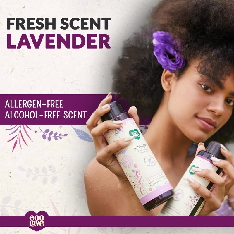 ecoLove - Natural Conditioner for Dry Damaged Hair and Color Treated Hair - With Natural Lavender Extract - No SLS or Parabens - Vegan and Cruelty-Free, 17.6 oz. - Image 3