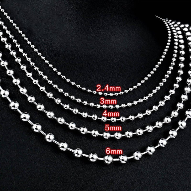 SINLEO Titanium Stainless Steel Small Beads Ball Chain Necklace for Men Women 24-38 Inches Silver Black Gold - Image 3