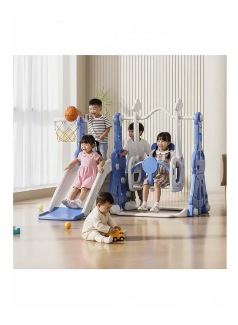 فول جوي مجموعة زحليقة وأرجوحة مع حلقة كرة سلة 3*1 للأطفال،مجموعة ملعب داخلي وخارجي للأطفال الصغار،مجموعة ألعاب تسلق للأطفال - Image 4