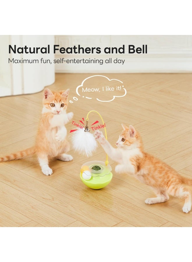 MonaPlay Interactive Cat Toy Wobble Tumbler for Indoor Cats, 3-in-1 Cat Enrichment Toy with Feather Wand, Catnip Ball & Rolling Track Balls, Exercise and Self-Play Toy for Kittens and Adult Cats - Image 4