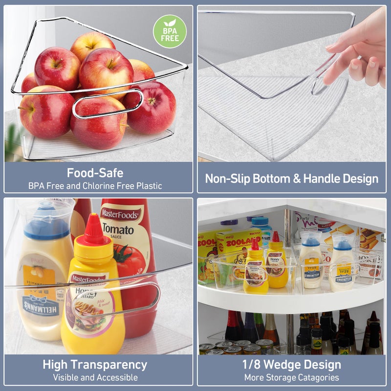 Leeden Lazy Susan Organizer For 26"" Diameter Corner Lazy Susan  Plastic Kitchen Cabinet Storage Bins With Handle  4 Packs  1/8 Wedge - Food Safe  Bpa Free - Image 5