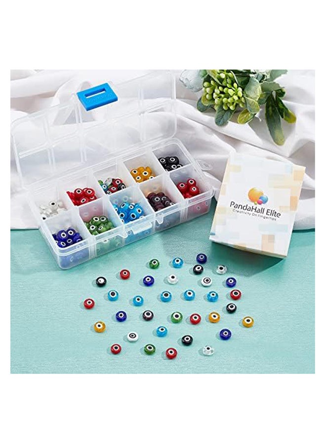 350 Pcs 8mm Lampwork Evil Eye Beads, 9 Colors Real Glass Turkish Beads, DIY Crafts Flat Round Handmade Evil Eye Spacer Beads with Container for DIY Bracelets Necklace Jewelry Making  - Image 3
