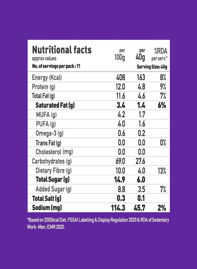 Yogabar Wholegrain Breakfast Muesli 1kg (500g x 2), Dark Chocolate Cranberry, 25% Dry Fruits, Nuts and Seeds | Healthy Breakfast Cereals | Gluten Free | Antioxidant Rich | Healthy Food for Breakfast | - Image 3