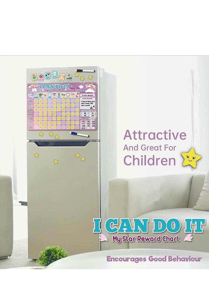 Generic - Reward Chart Daily Routine Responsibility Chore Kids Kid at Home I CAN DO IT Behavior for Girls Encourages Good Behaviour (Pink) - Image 1
