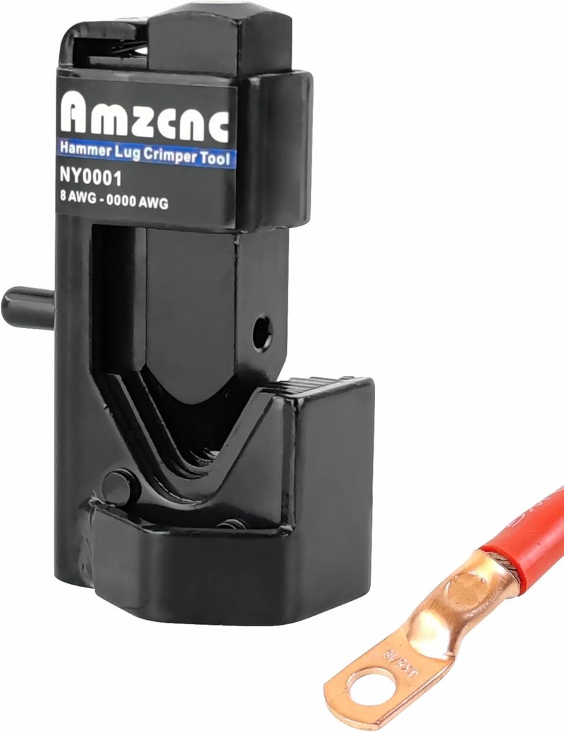 AMZCNC أداة تجعيد العروات المطرقية - كابلات البطارية واللحام 0000 AWG (من 8 AWG إلى 4/0 مقياس سلك) - Image 4