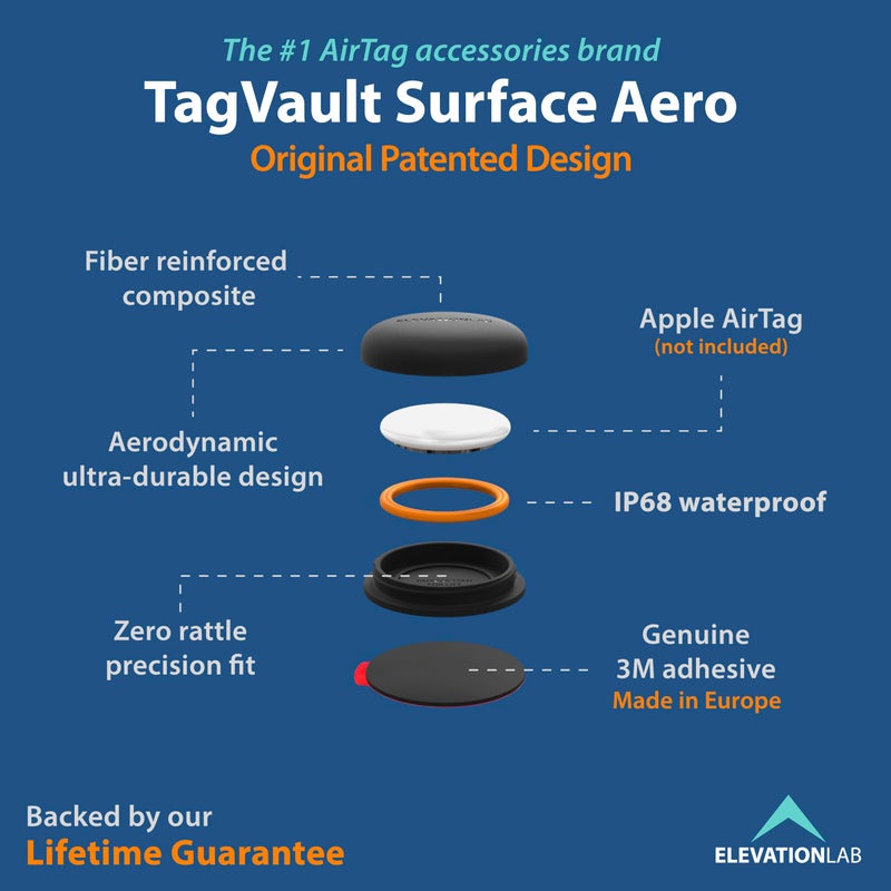 Elevation Lab AirTag Adhesive Mount - TagVaultâ„¢ - Waterproof AirTag Adhesive Mount | Waterproof, 3M VHB, Durable, Screw-On Design, Find Your Bike, Car, & More | Elevation Lab (4 Pack) - Image 2