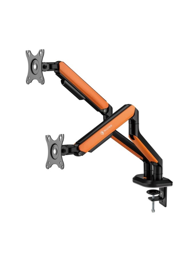 Sades Apep RGB Dual Monitor Mount Arm for Gaming & Office Arm Fit Screen Size 17"-32" - Orange - SA-MS02 - Image 1