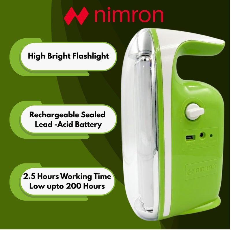 nimron Rechargeable Emergency lantern | Lead - Acid Battery | Long Duration time | 60 pcs SMD LED | Over Charge Protection | charging USB Output Red/green - Image 3