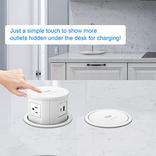 ANNQUAN 4.75inch Pop Up Outlet for Countertop with 15W Wireless Charger,4 Outlet,1 USB-C,1 USB-A,Pop Up Power Outlet for Table Workbench Nightstand - Image 3