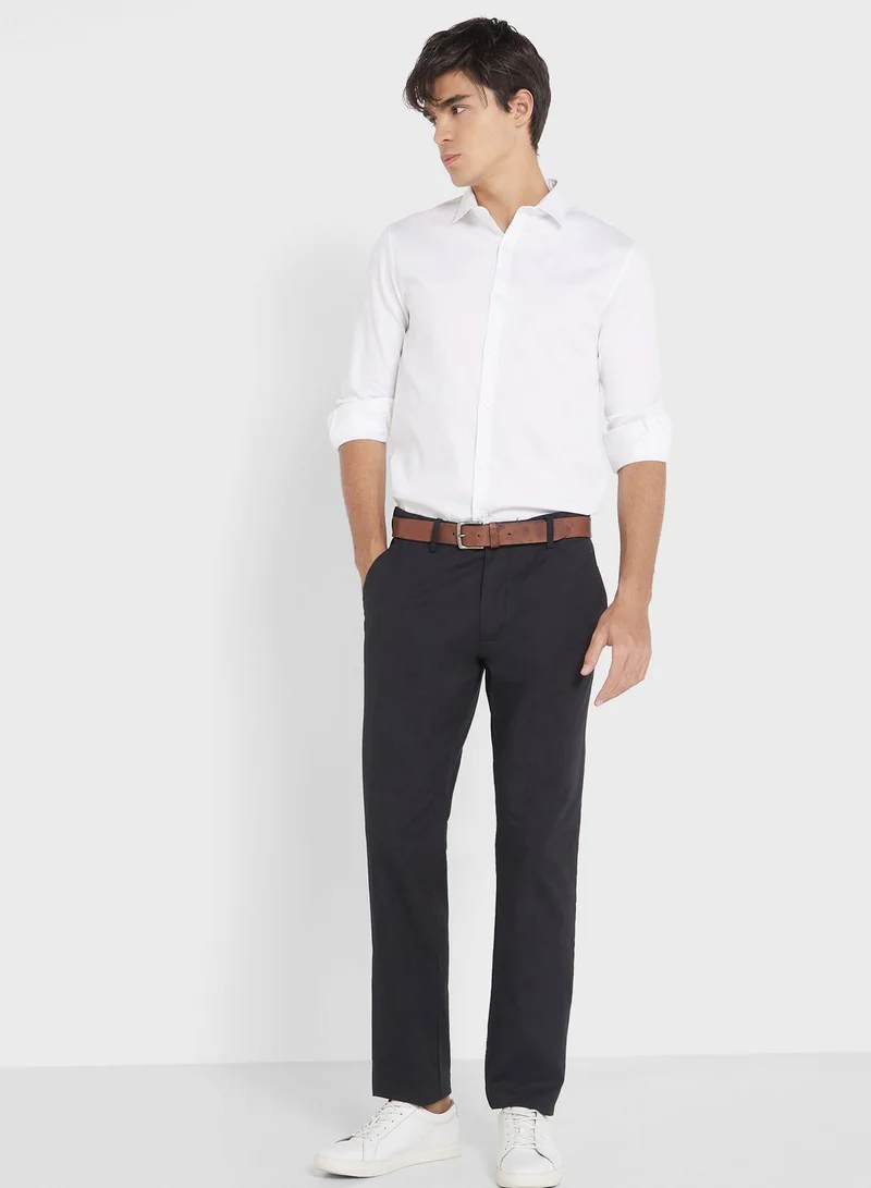 Robert Wood Men White Regular Fit Solid Casual Sustainable Shirt