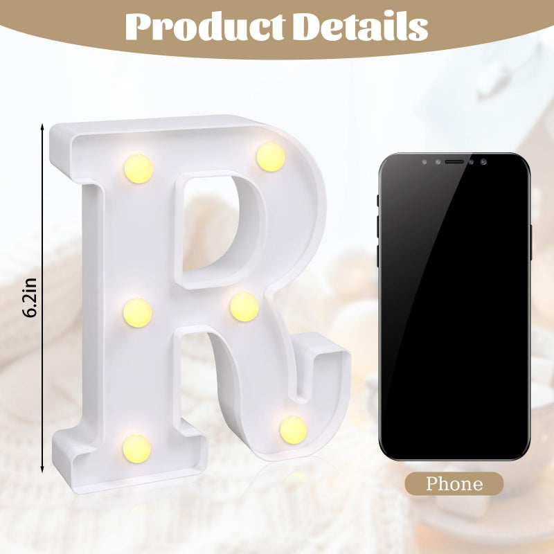 JUSTOTRY 6Pcs Mr & Mrs LED Light Up Letters, 6.2 Inch Shiny Freestanding Mr and Mrs Sign Lights for Marriage Anniversary Celebration Engagement Banquet Wedding Table Decoration (Warm White) - Image 3