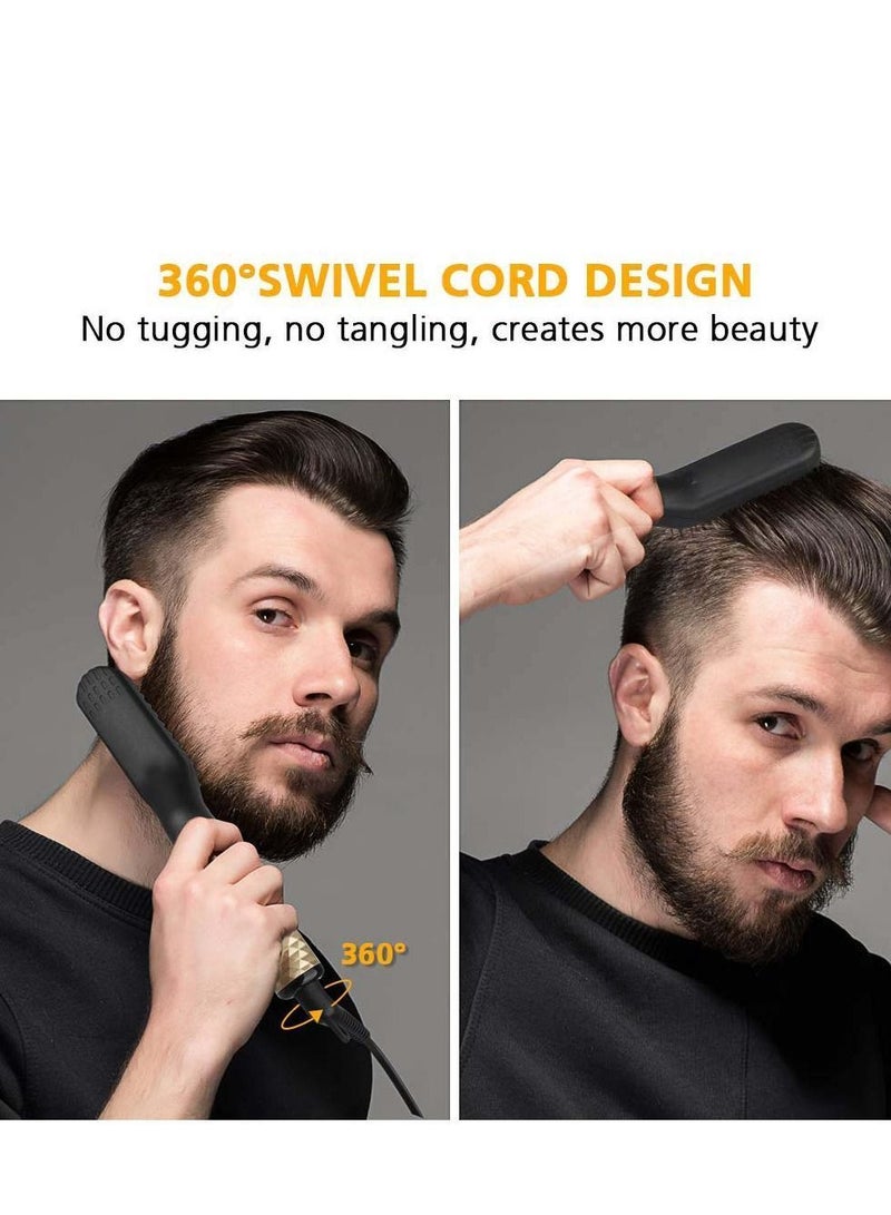 NIBEMINENT Beard Straightener for Men-Electric Hot Brush Multifunctional Hair Straightening Comb with 30S Fast Heating and Anti-Scald Feature Great Home Travel Gold - Image 2
