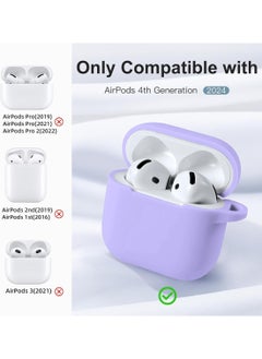Generic Soft Silicone Full Protective Case Cover for Apple AirPods 4 Case with Keychain Case Accessories for Women Men (Light Purple)  - Image 3
