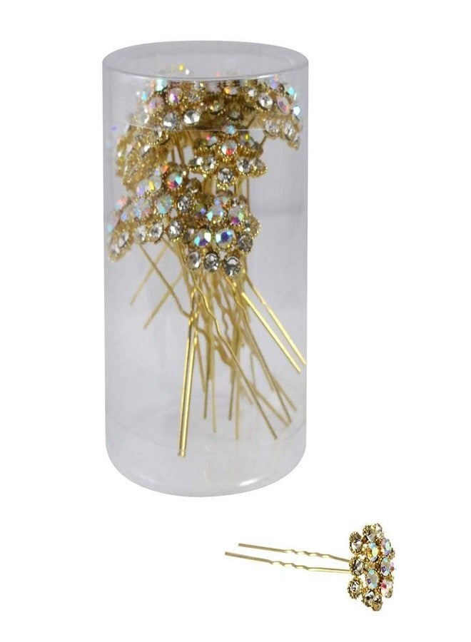 JAGMOOLYA PRODUCTS Crystal Flower Juda Hair Pins Rhinestone Hair Clips for Bridal Wedding Women Hair Accessories | Silver White (PACK OF 24) - Image 2