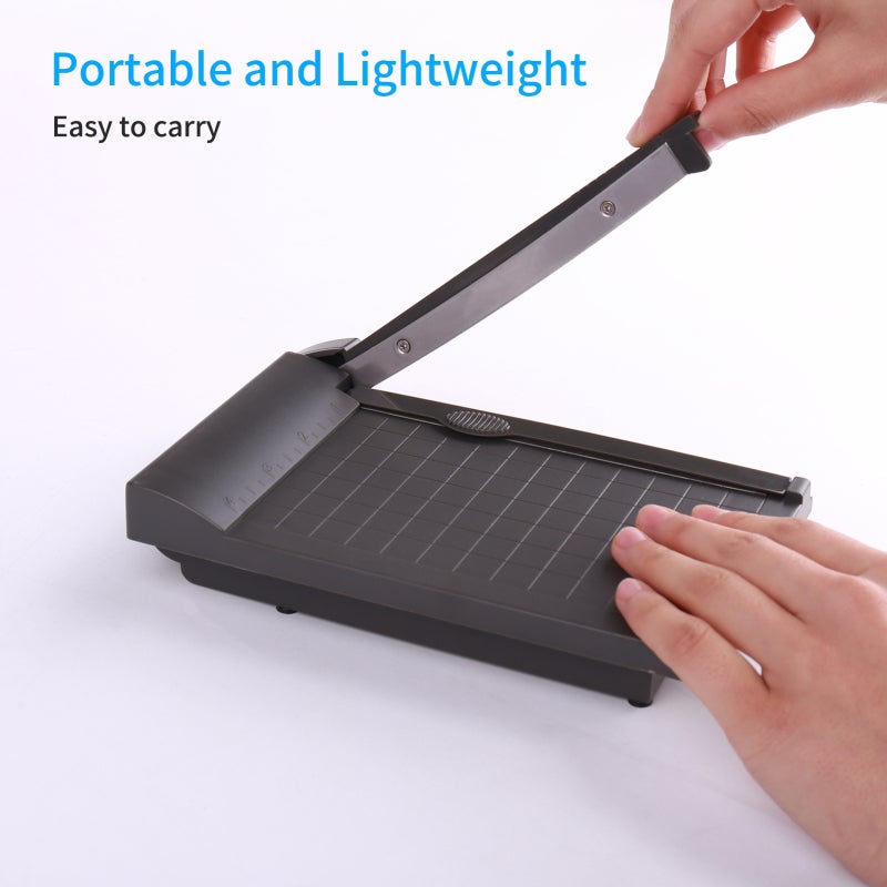 Kw-trio A5 Paper Cutter Mini Guillotine Trimmer 160mm Cutting Width Portable ABS Paper Cutter for Laminated Photos Film Cards DIY Craft Home School Studio - Pink Grid Line Panel Cuts Up To 3 Sheets - Image 3