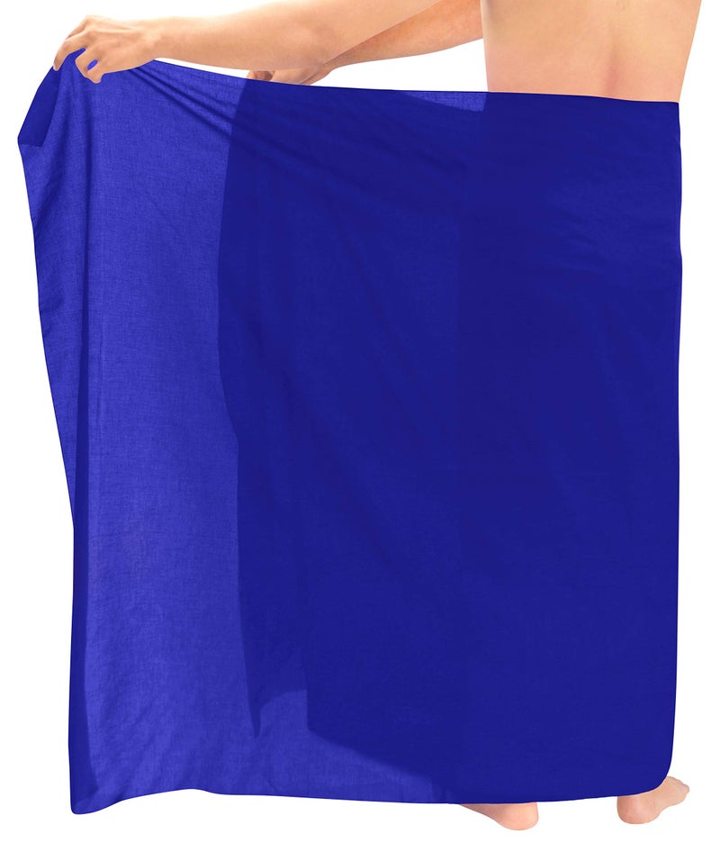 LA LEELA Men's Casual Vacation Sarong Wrap Pareo One Size Blue Plain - Image 2
